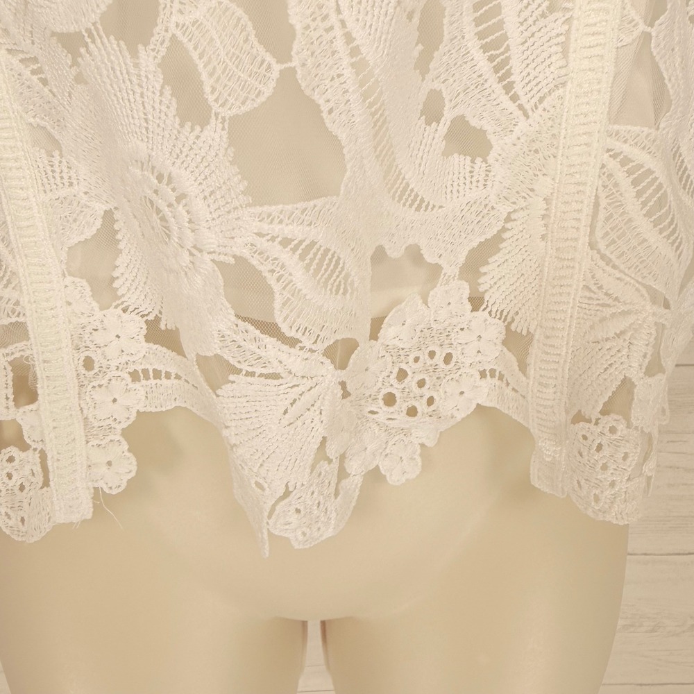 Lucy Paris White Lace Coquette Cottage Crop‎ Top Sleeveless L - Picture 9 of 12